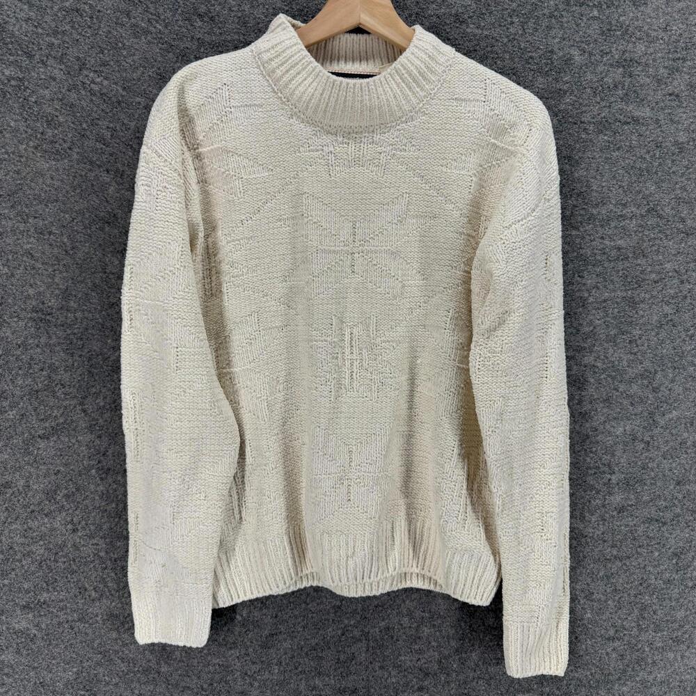 Weatherproof Sweater Pullover Women M Medium Beige Knit Long Sleeve Crew Neck